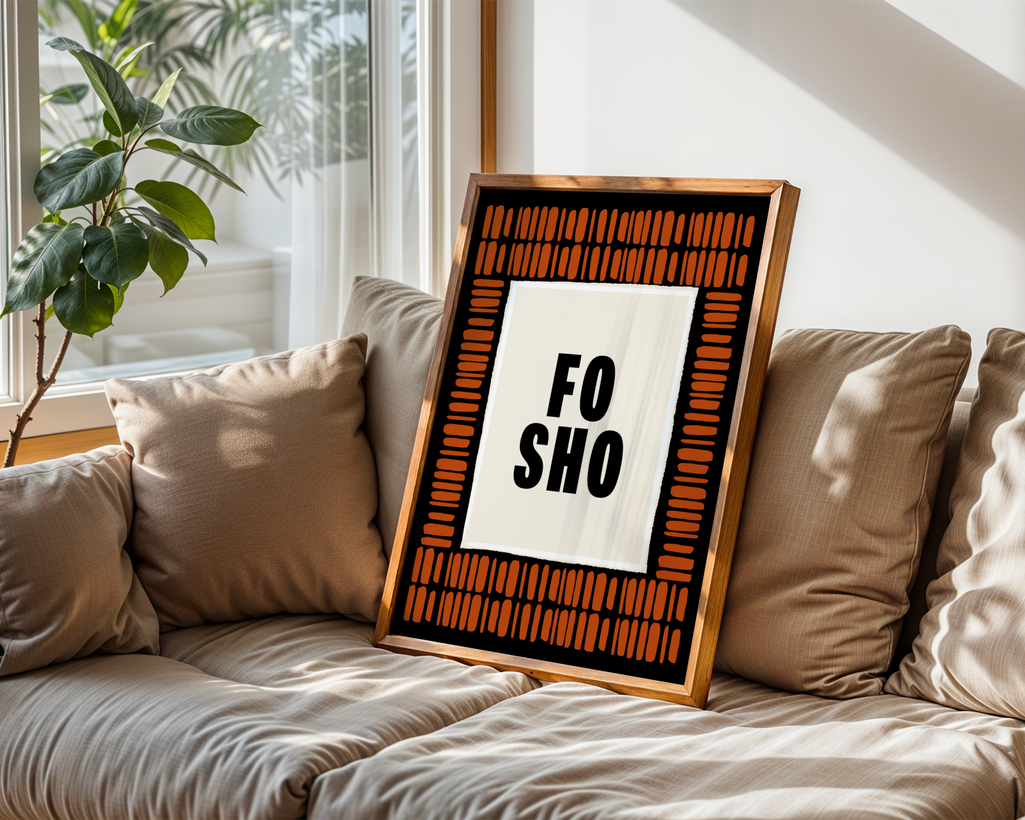 Fo Sho - Monochrome Orange Geometric
